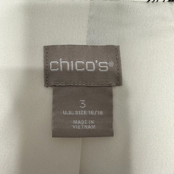 Chicos Tropical Print Draped Jacket Womens XL White Black Open Front - Picture 5 of 9